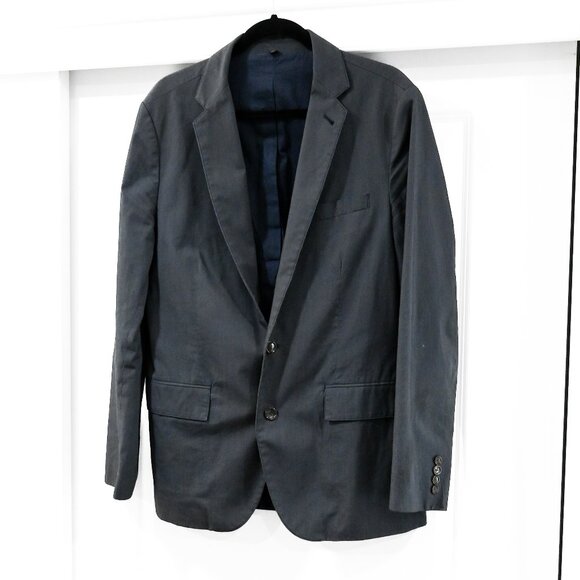 J. Crew Medium Seersucker Cotton Gray and Blue Academic Blazer - Picture 1 of 10